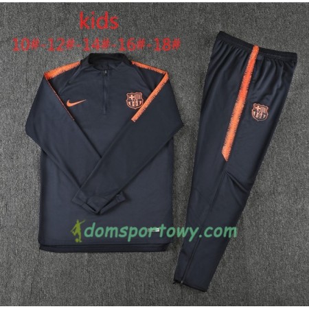 FC Barcelona Dziecięcy Komplet Bluzy Treningowe Czarny Pomarańczowy 2018-2019